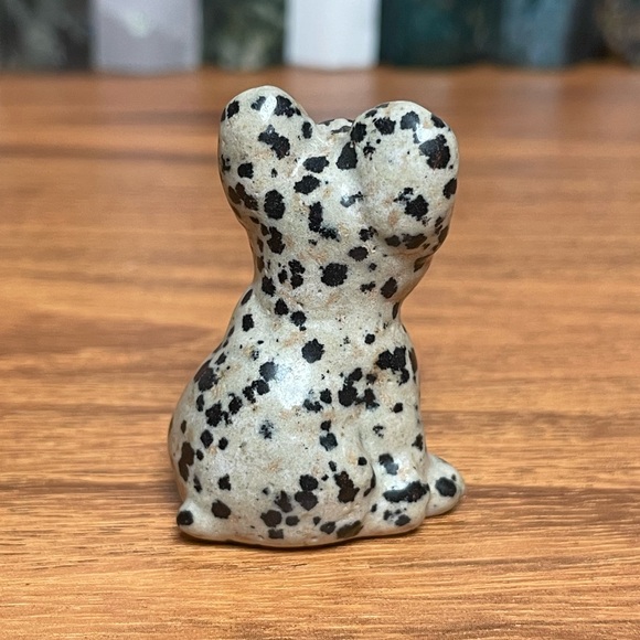 Dalmatian Jasper Pug Dog Crystal Carving - Picture 4 of 7